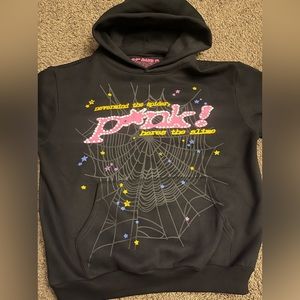 Sp5der Pink V2Hoidie black , sz small